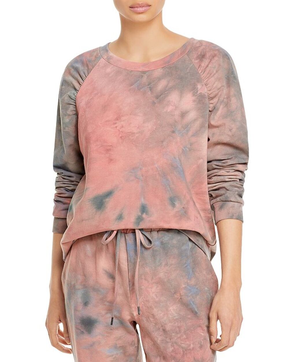 Status By Chenault Pullover Sweatshirt Crew Neck TYe Dye Pink/Blue SZ Medium
